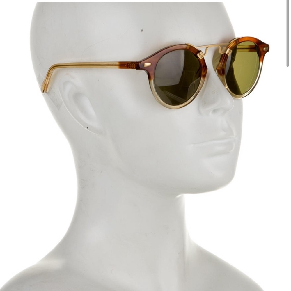 KREWE Tortoiseshell and Gold Round Sunglasses with Green Lenses - Picture 4 of 6